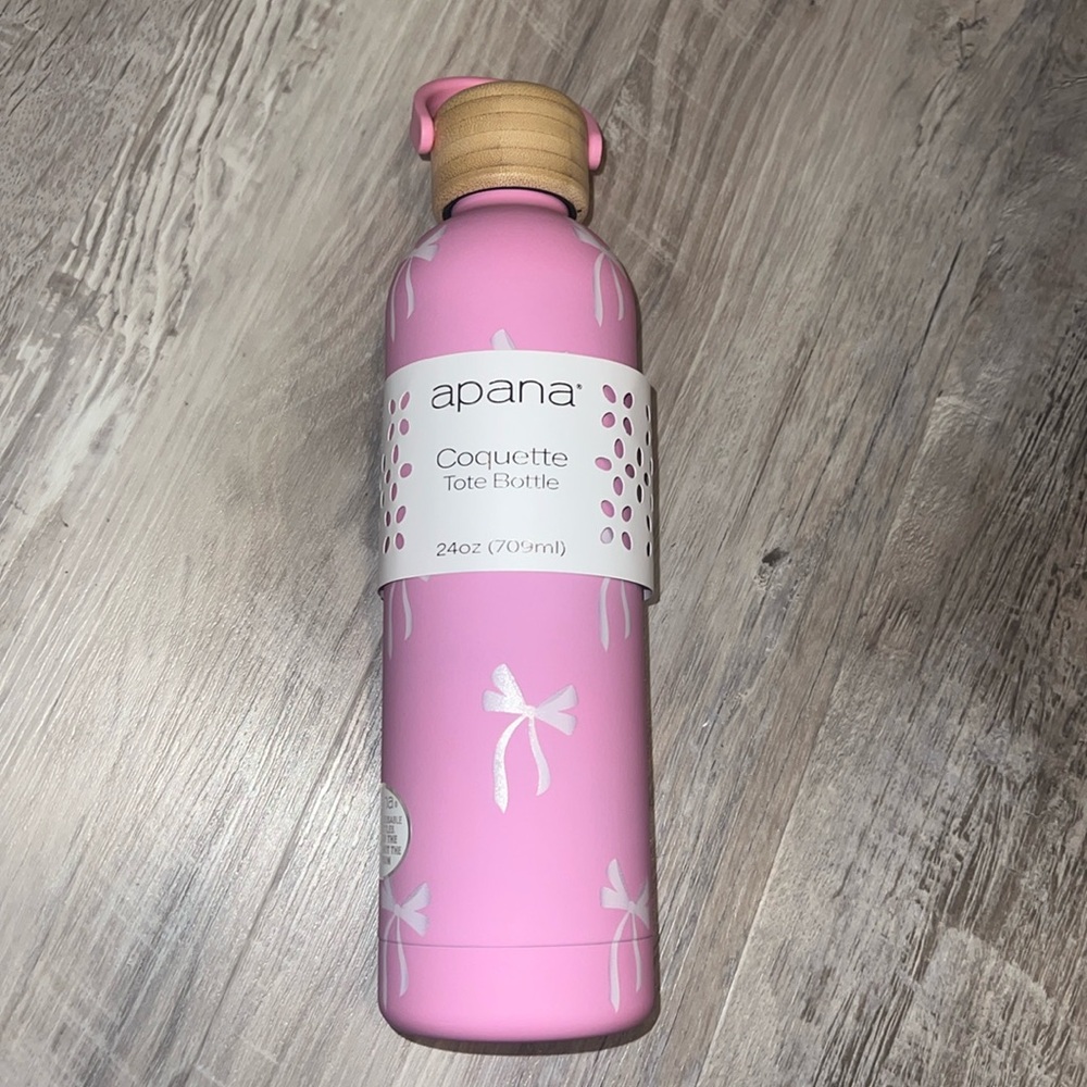 🎀 Apana Coquette Tote Insulated Stainless Bottle Pink with Bows 24 oz.